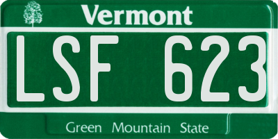 VT license plate LSF623