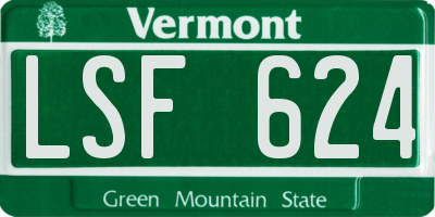 VT license plate LSF624