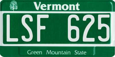 VT license plate LSF625