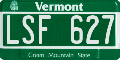 VT license plate LSF627