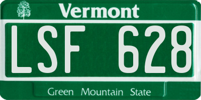 VT license plate LSF628