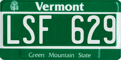 VT license plate LSF629