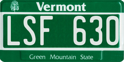 VT license plate LSF630