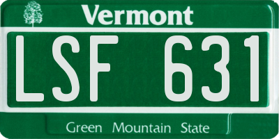 VT license plate LSF631