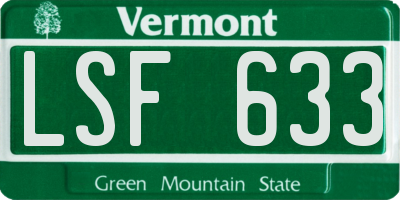 VT license plate LSF633