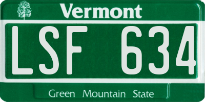 VT license plate LSF634