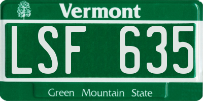 VT license plate LSF635