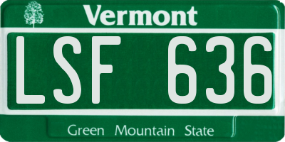 VT license plate LSF636