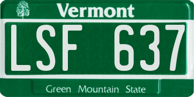 VT license plate LSF637