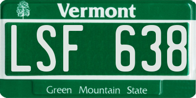 VT license plate LSF638