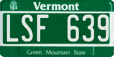 VT license plate LSF639
