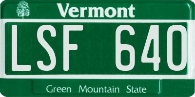 VT license plate LSF640