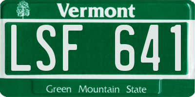 VT license plate LSF641