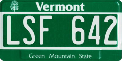 VT license plate LSF642