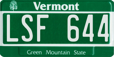 VT license plate LSF644