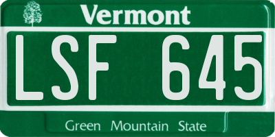 VT license plate LSF645