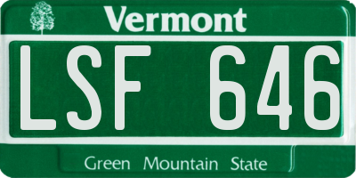 VT license plate LSF646