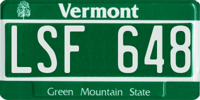 VT license plate LSF648