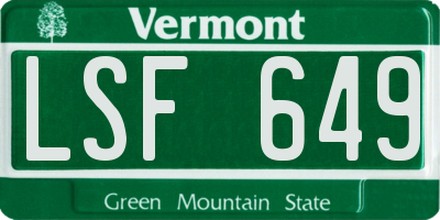 VT license plate LSF649