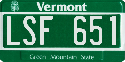 VT license plate LSF651