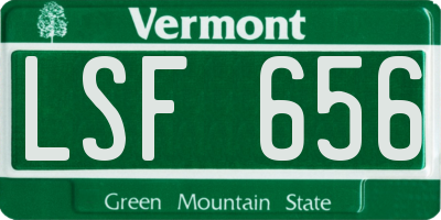 VT license plate LSF656