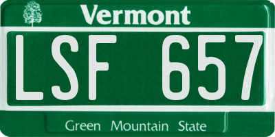 VT license plate LSF657