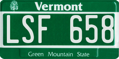 VT license plate LSF658