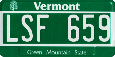 VT license plate LSF659