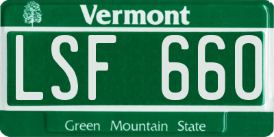 VT license plate LSF660