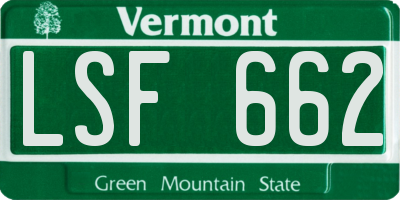 VT license plate LSF662