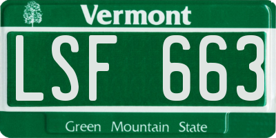 VT license plate LSF663