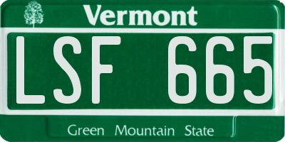 VT license plate LSF665