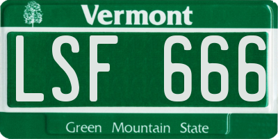 VT license plate LSF666