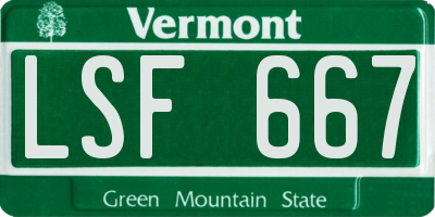 VT license plate LSF667