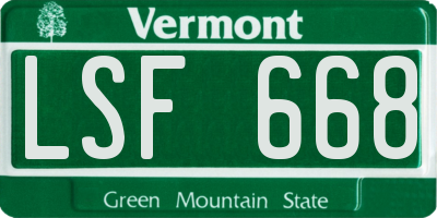 VT license plate LSF668