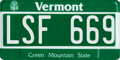 VT license plate LSF669