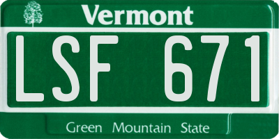 VT license plate LSF671