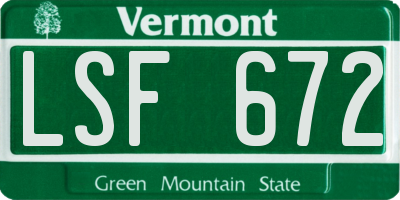 VT license plate LSF672