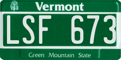 VT license plate LSF673