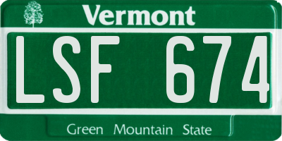 VT license plate LSF674