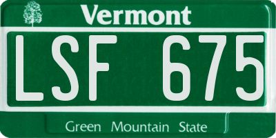 VT license plate LSF675