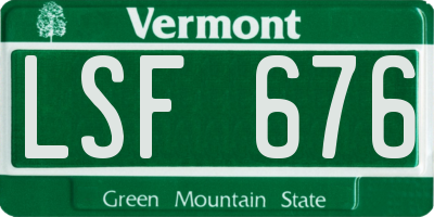 VT license plate LSF676