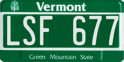 VT license plate LSF677