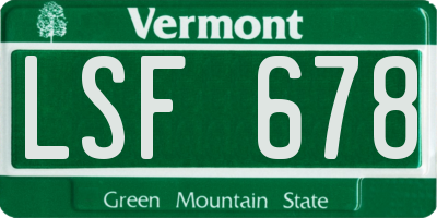 VT license plate LSF678
