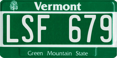 VT license plate LSF679