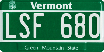 VT license plate LSF680
