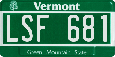 VT license plate LSF681