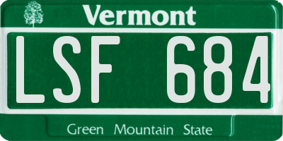 VT license plate LSF684