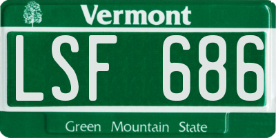 VT license plate LSF686