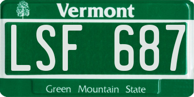 VT license plate LSF687